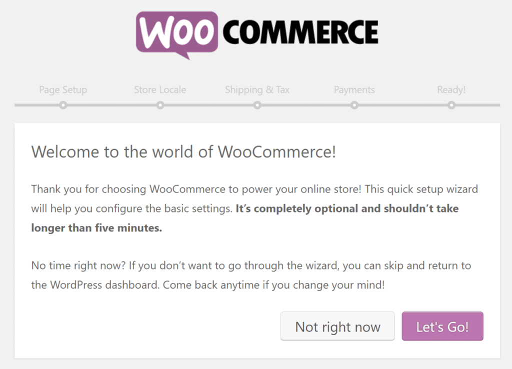 WooCommerce欢迎屏幕