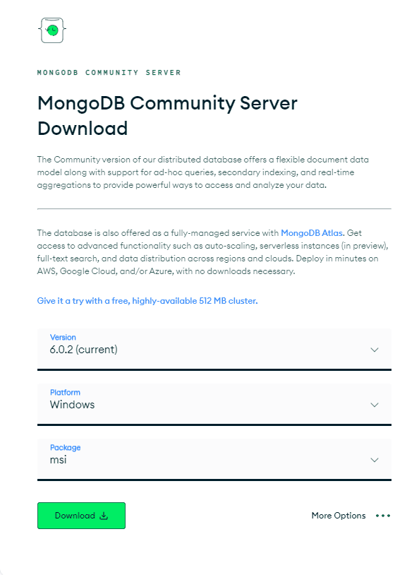 MongoDB社区服务器的下载过程