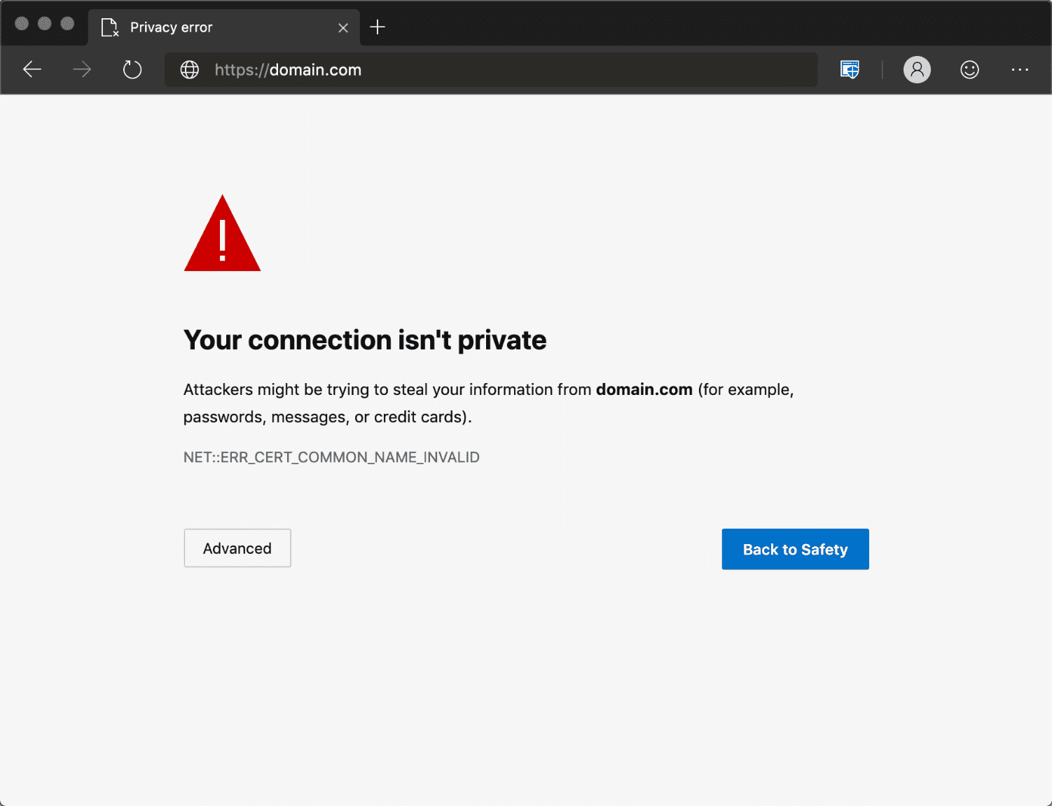 Edge浏览器您的连接不是私密连接错误