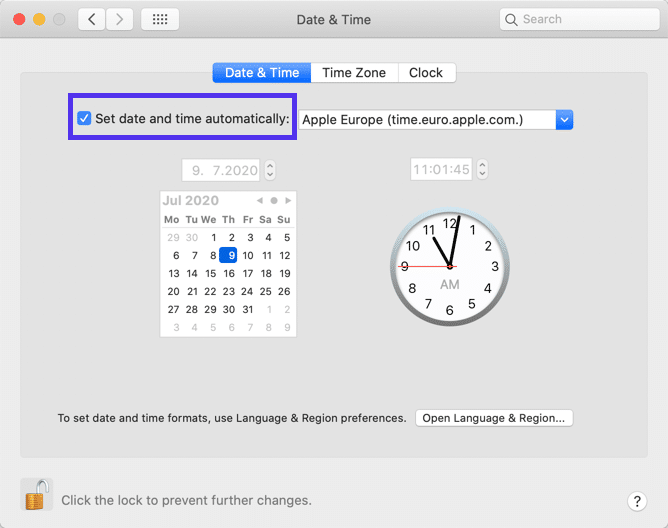 在macOS中调整时间