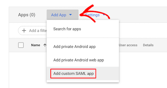 添加自定义SAML app
